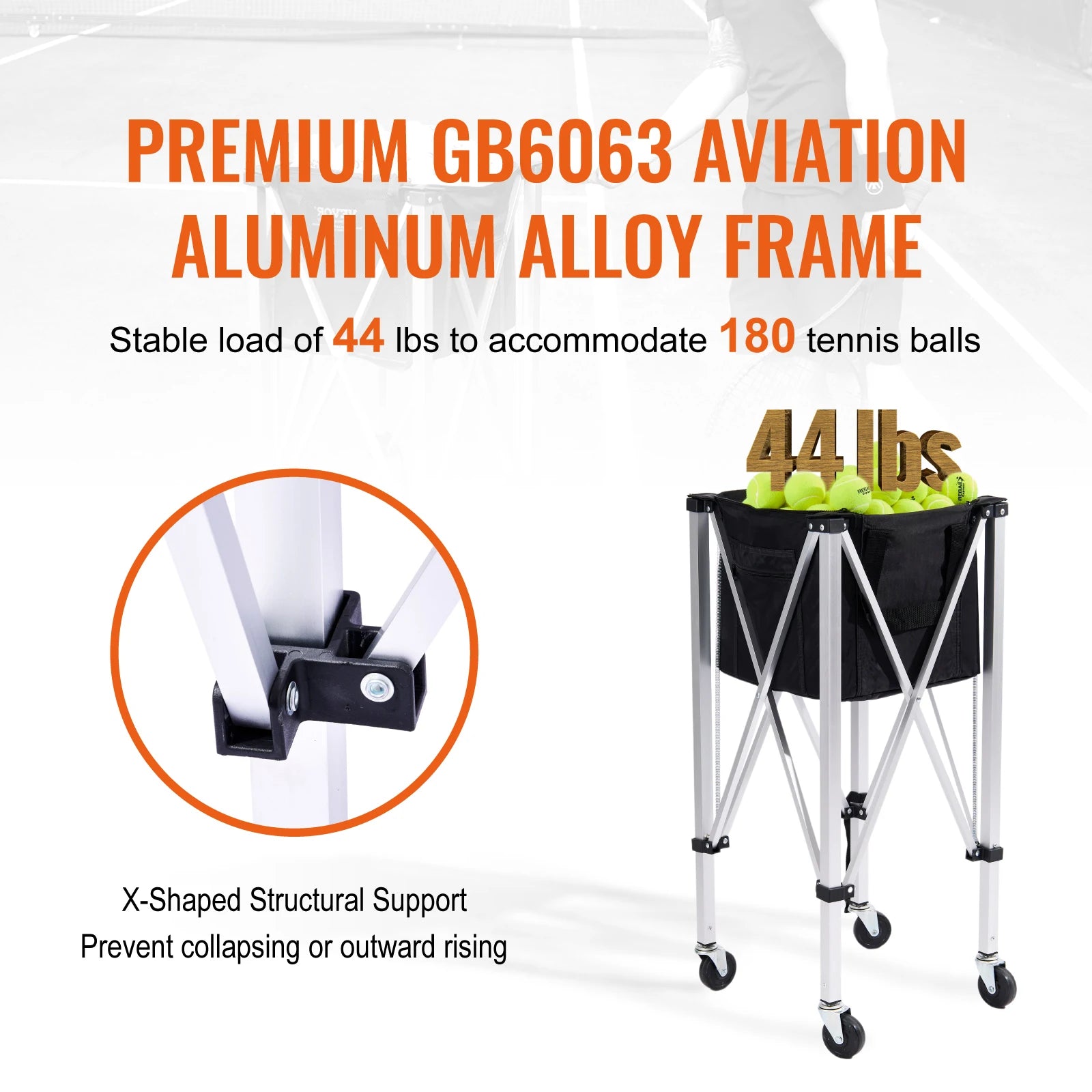 Foldable Pickleball Ball Hopper Cart