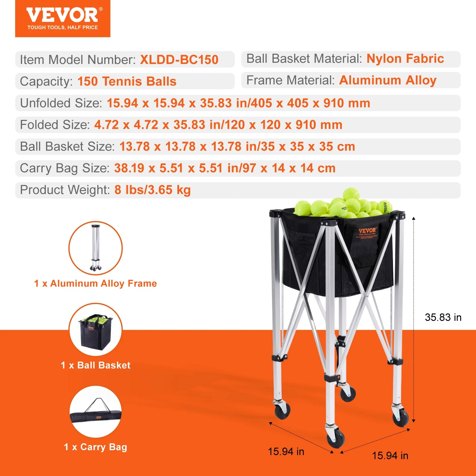 Foldable Pickleball Ball Hopper Cart