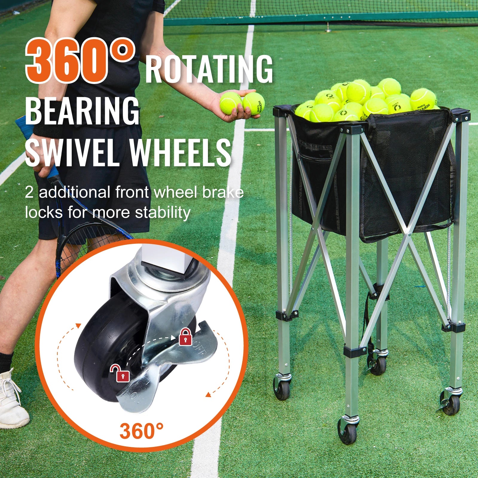 Foldable Pickleball Ball Hopper Cart